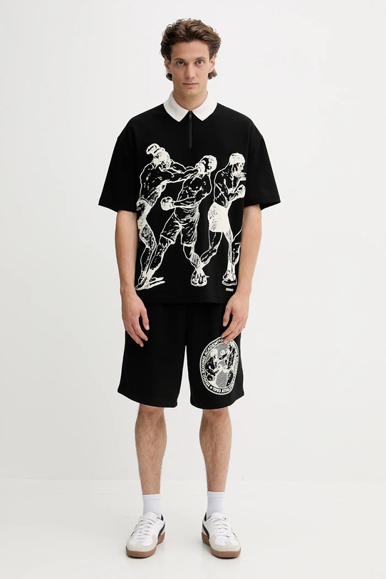 HUGO polo bawełniane 50542432 czarny AW25