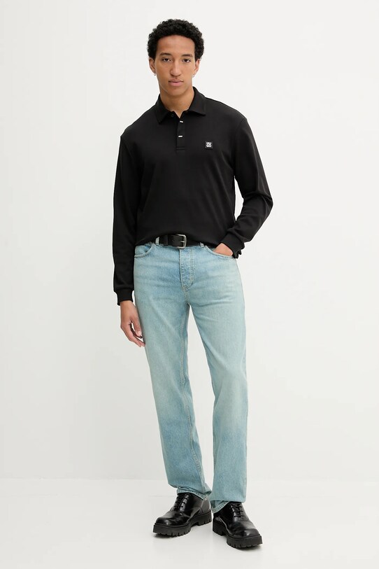 HUGO longsleeve din bumbac 50542578 negru AW25