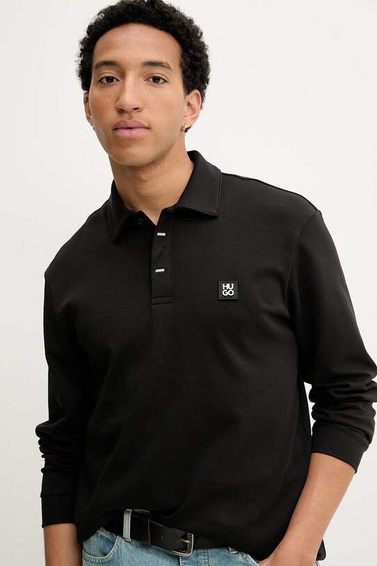 HUGO longsleeve bawełniany czarny 50542578