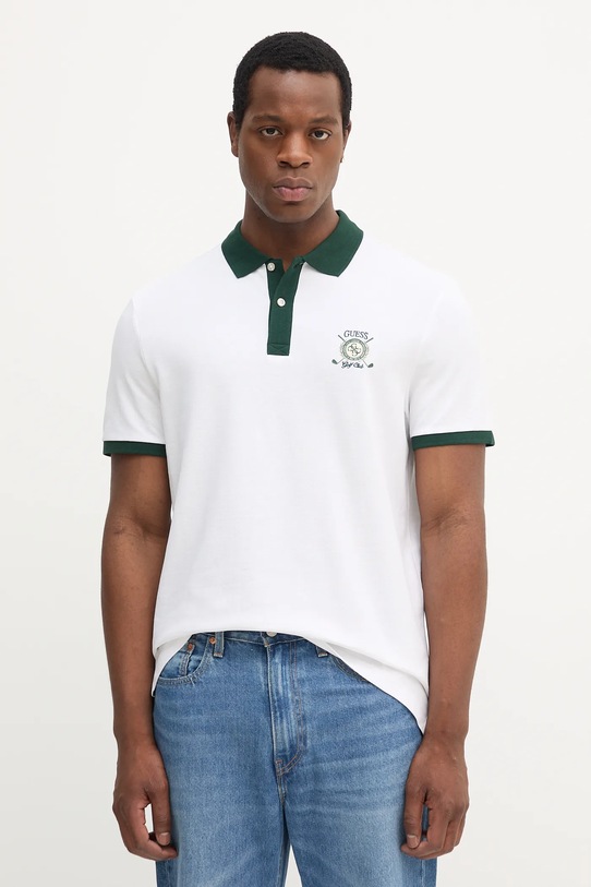 Guess polo de bumbac print alb M5YP03.KCJV1
