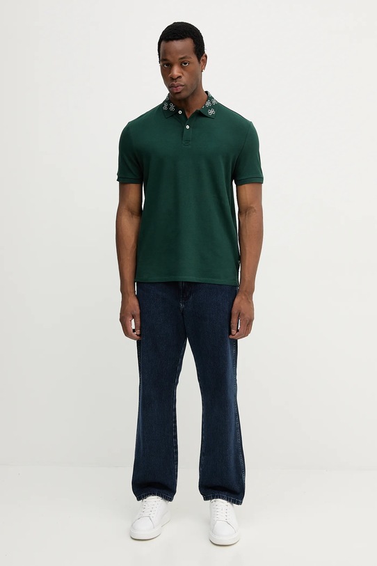 Хлопковое поло Guess M5YP34.KCJV1 зелёный AW25