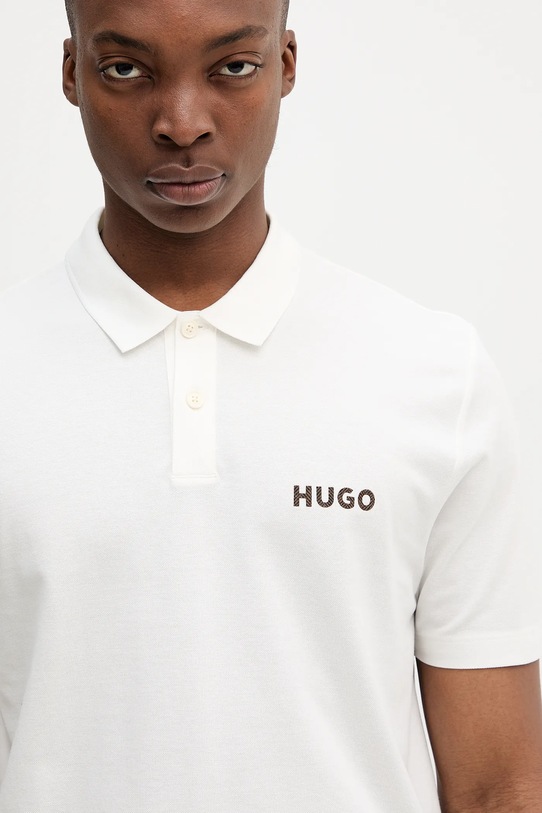 Βαμβακερό μπλουζάκι πόλο HUGO μπεζ 50542830