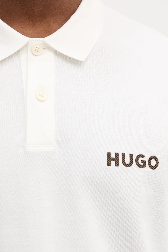 Βαμβακερό μπλουζάκι πόλο HUGO 50542830 μπεζ