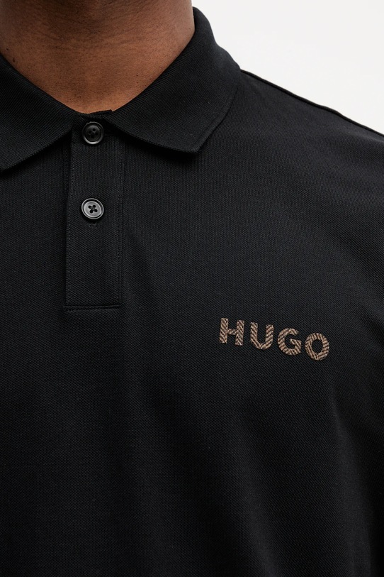 Βαμβακερό μπλουζάκι πόλο HUGO 50542830 μαύρο