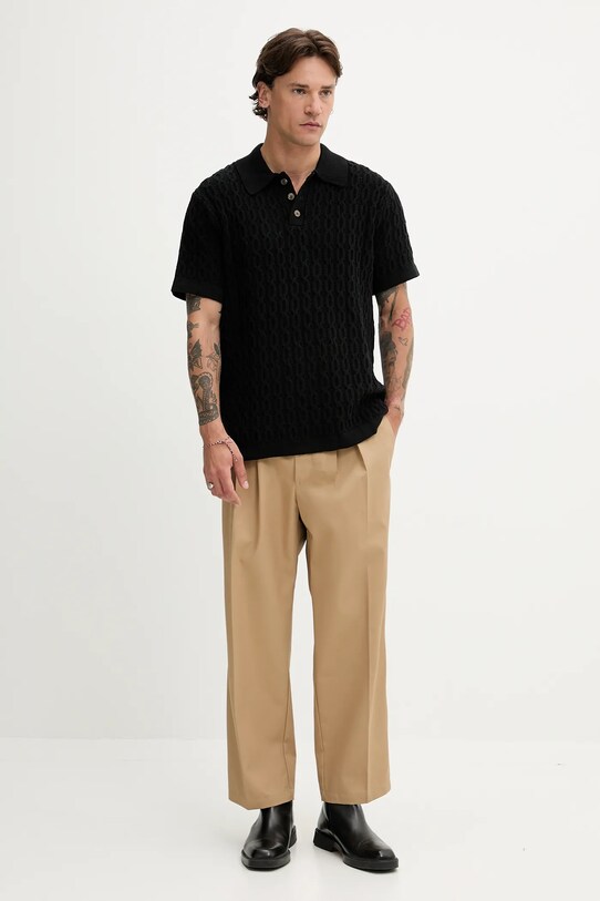Les Deux polo bawełniane 1000031 czarny AW25