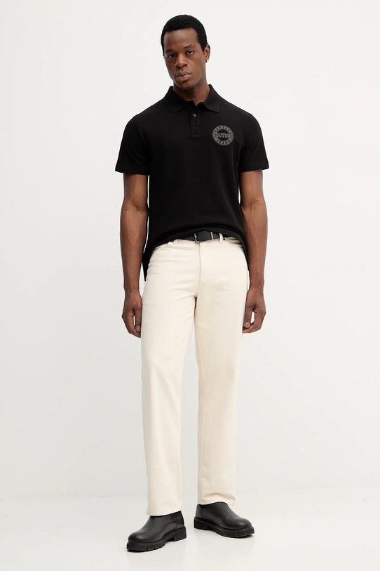 Pamučna polo majica Versace Jeans Couture 79GAGT06.CJ01T crna AW25