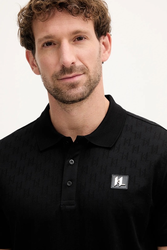 Karl Lagerfeld polo bawełniane czarny 554201.745006