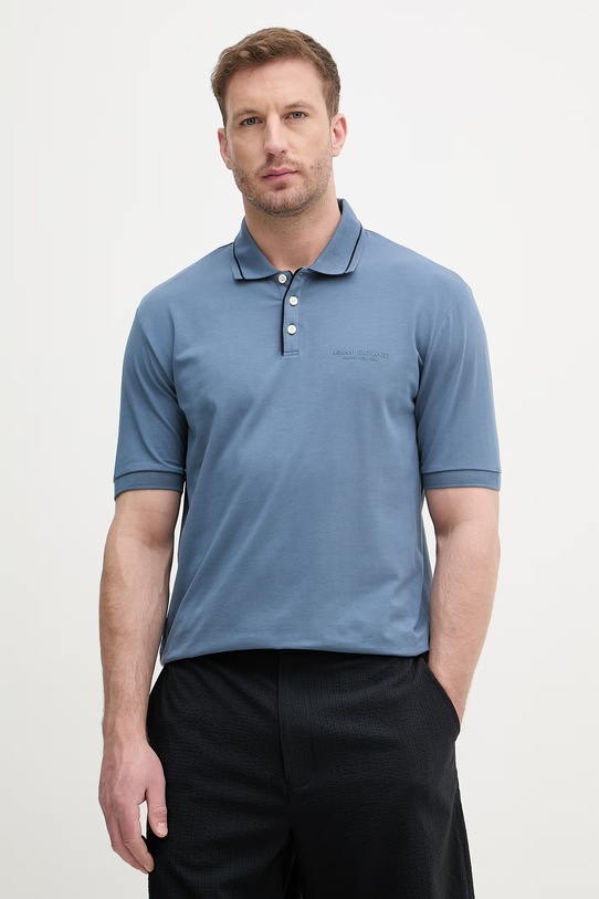 Armani Exchange поло чоловіче з бавовною блакитний XM001557.AF10363