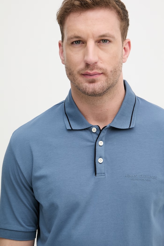 Armani Exchange polo da uomo con cotone blu XM001557.AF10363