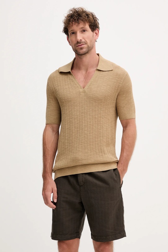 Frescobol Carioca tricou polo din in regular bej 2420.843