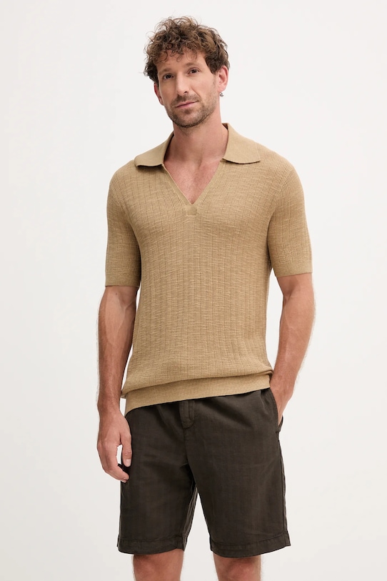 Frescobol Carioca tricou polo din in regular bej 2420.843