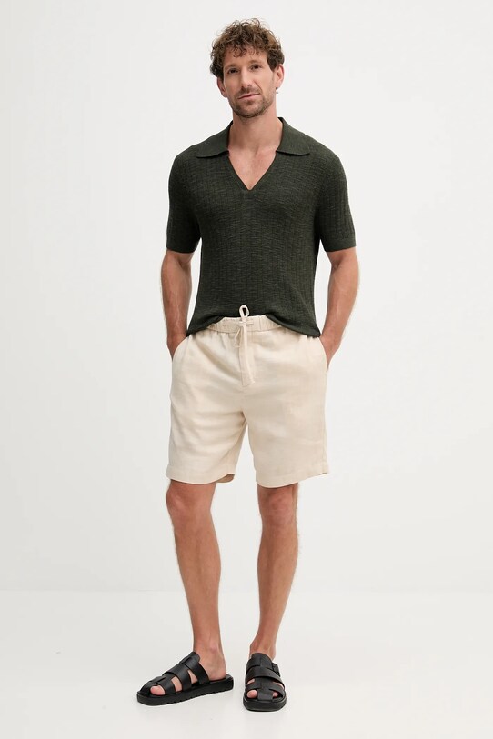 Frescobol Carioca polo z domieszką lnu 2420.842 zielony AW25