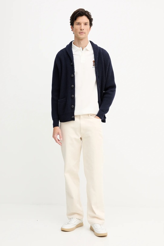 Hackett London polo bawełniane HM5600028 beżowy AW25