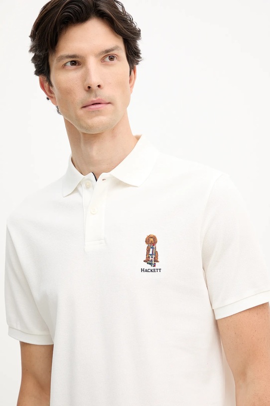 Hackett London polo bawełniane beżowy HM5600028