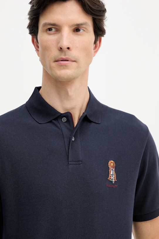 Bombažen polo Hackett London mornarsko modra HM5600028