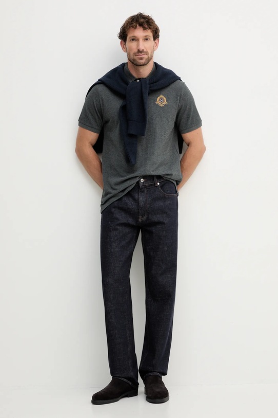 Bavlněné polo tričko Hackett London HM5600031 šedá AW25