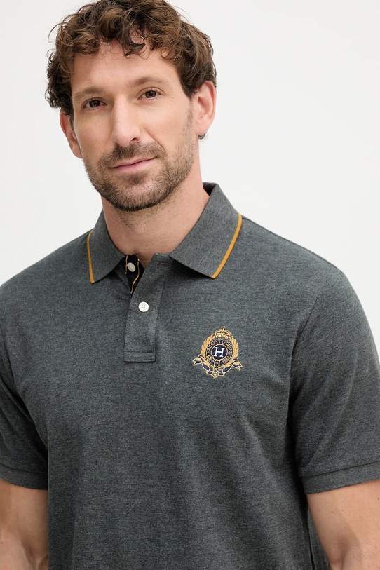 Bavlněné polo tričko Hackett London šedá HM5600031