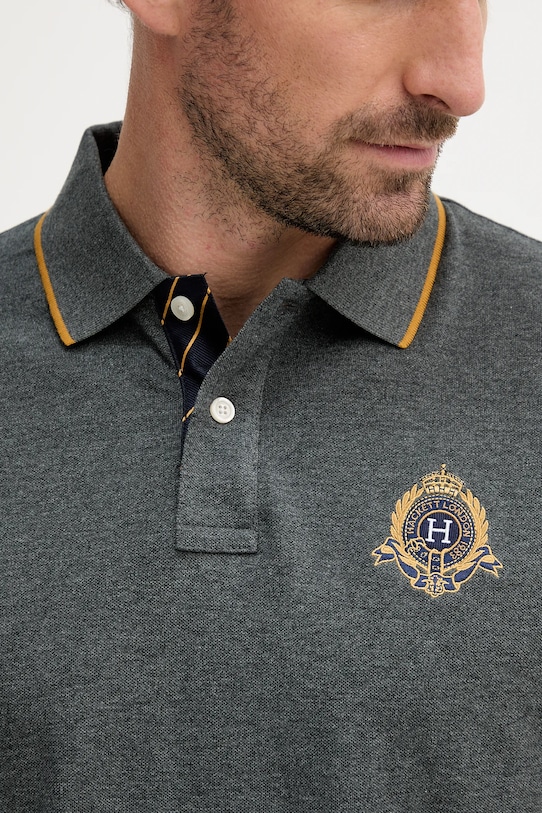 Bavlnené polo tričko Hackett London HM5600031 sivá