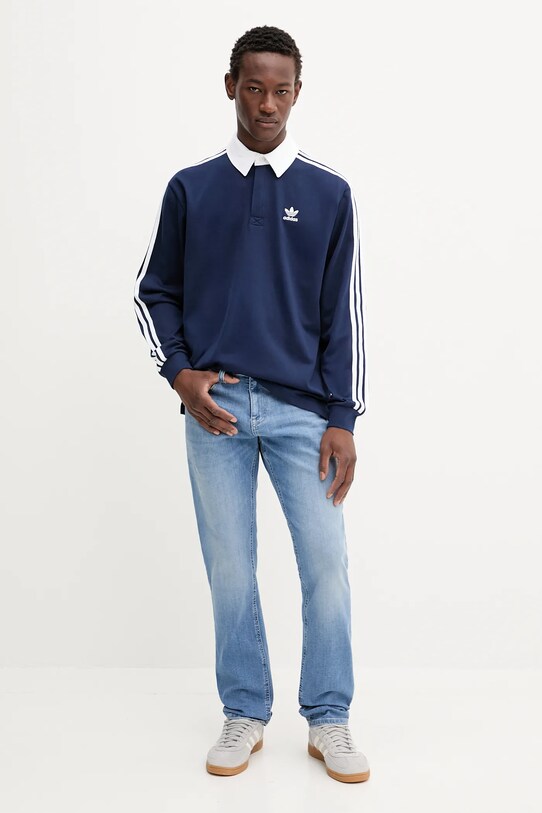 adidas Originals longsleeve bawełniany Rugby Polo JY1400 granatowy AW25