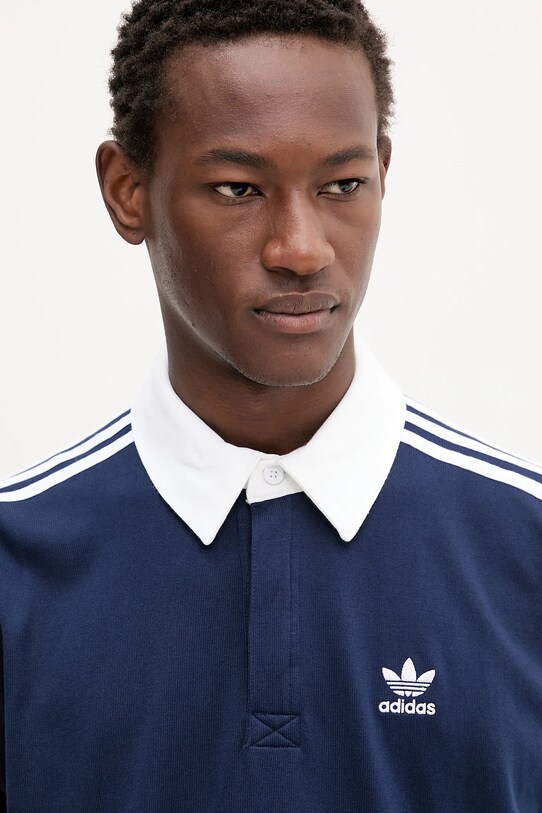 adidas Originals longsleeve bawełniany Rugby Polo granatowy JY1400