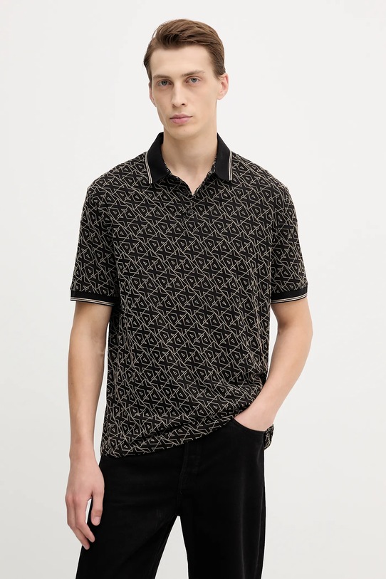 Armani Exchange polo bawełniane wzorzyste czarny XM001883.AF10356