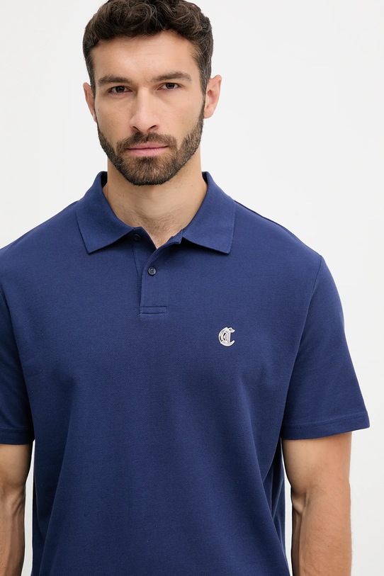 Just Cavalli polo bawełniane granatowy 79OAGT06.CJ506