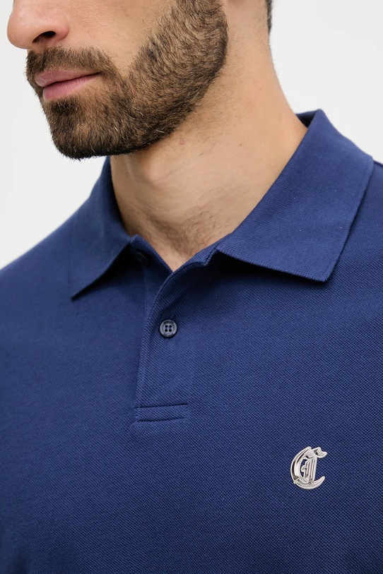 Just Cavalli polo bawełniane 79OAGT06.CJ506 granatowy