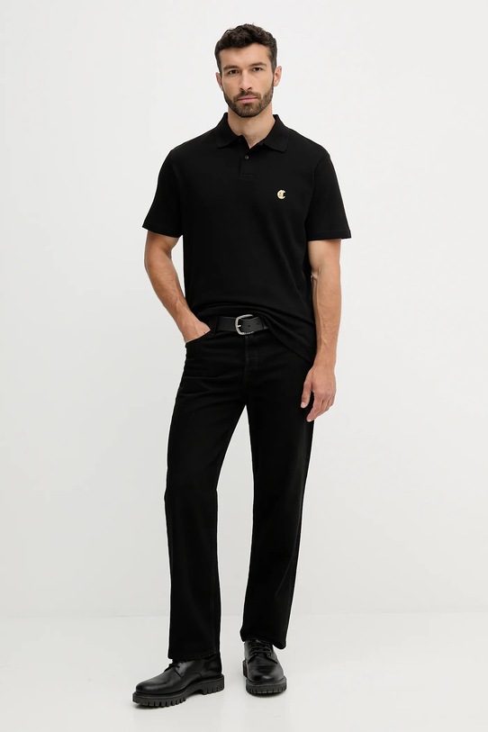 Just Cavalli polo bawełniane 79OAGT06.CJ506 czarny AW25