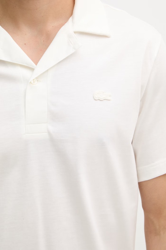 Lacoste polo męskie bawełniane DH5928 beżowy