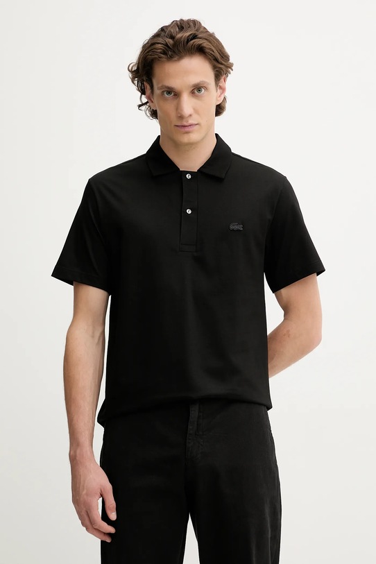 Lacoste polo bawełniane bawełna czarny DH5928