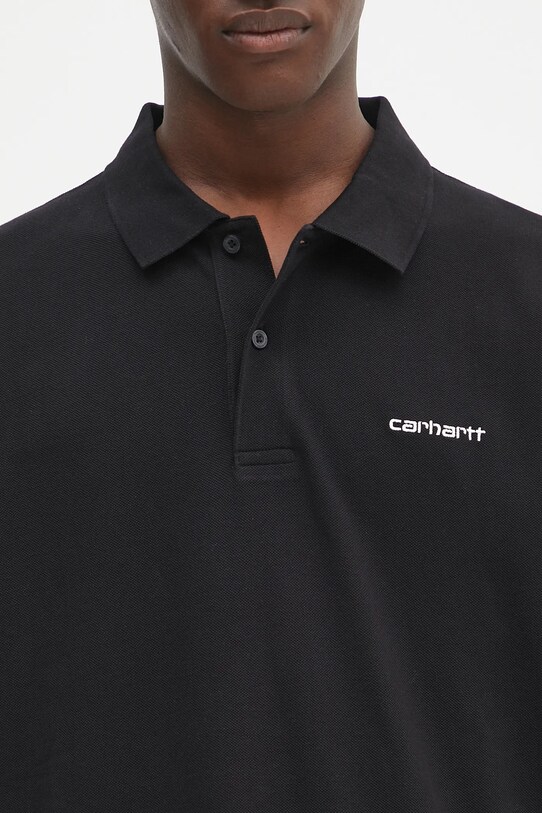Carhartt WIP polo bawełniane S/S Carhartt Script czarny I035231.0D2XX