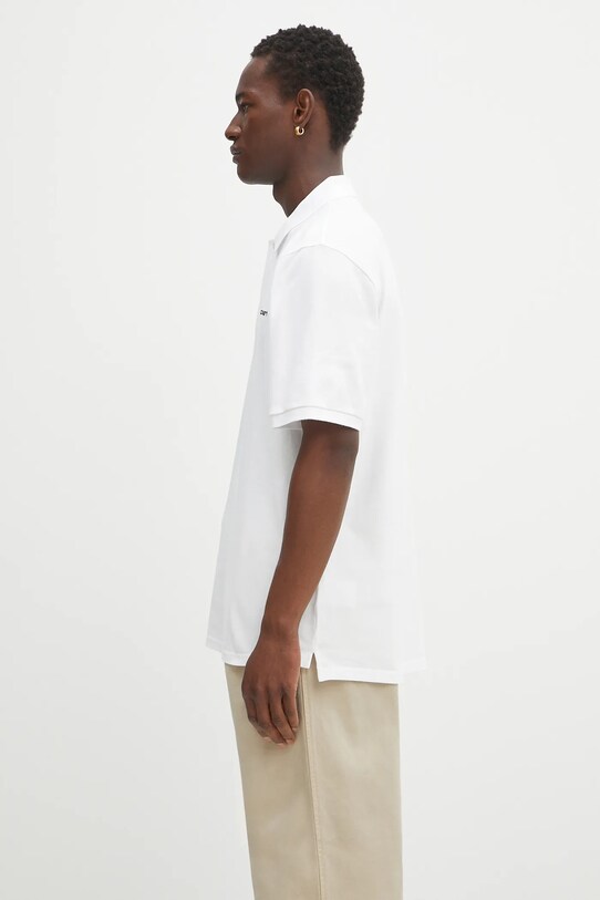 Carhartt WIP polo bawełniane S/S Carhartt Script I035231.00AXX biały AW25