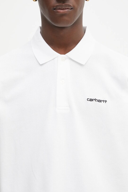 Pamučna polo majica Carhartt WIP S/S Carhartt Script bijela I035231.00AXX