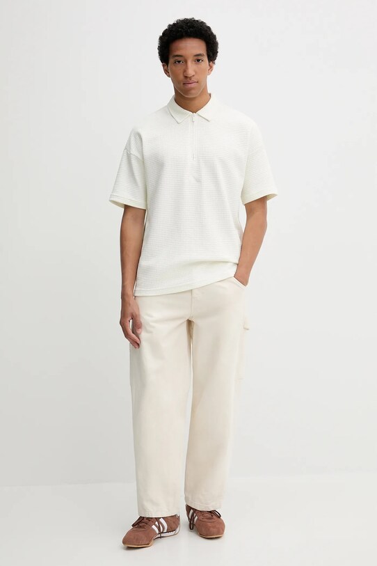 adidas polo bawełniane ALL SZN JL6547 beżowy AW25