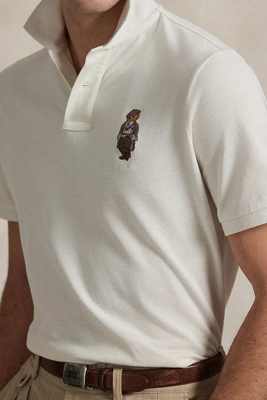 Βαμβακερό μπλουζάκι πόλο Polo Ralph Lauren μπεζ 710P00082