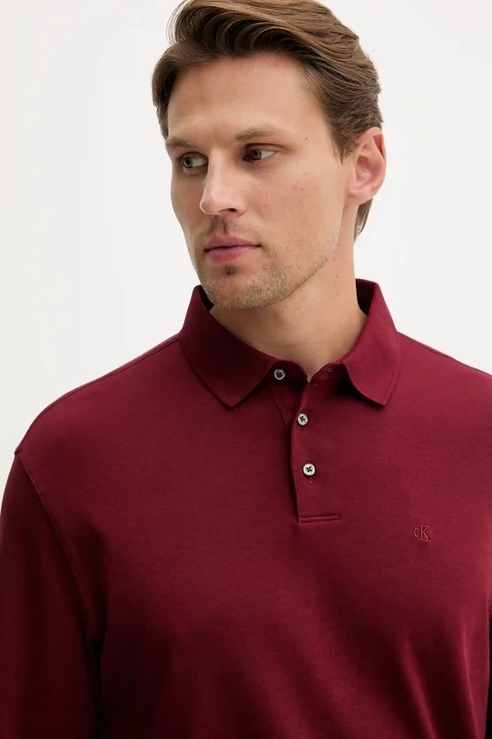 Calvin Klein longsleeve bawełniany bordowy LV040EM909