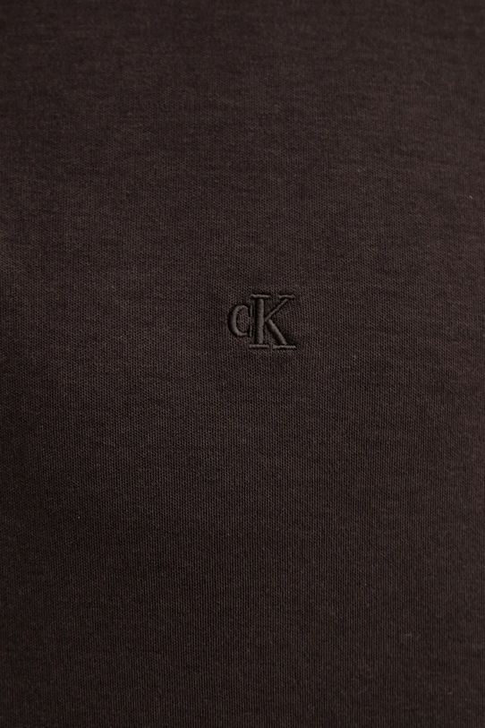 Βαμβακερή μπλούζα με μακριά μανίκια Calvin Klein LV040EM909 καφέ