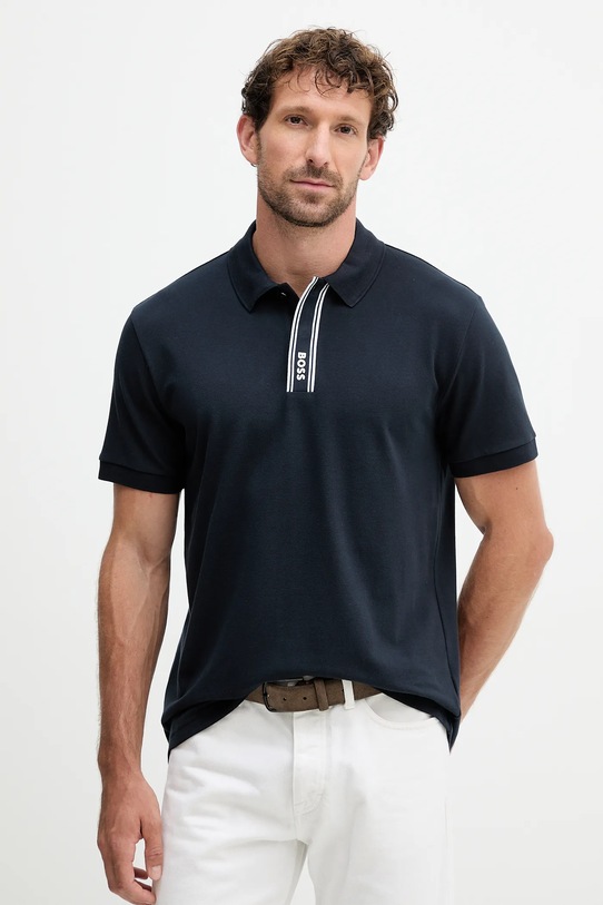 BOSS Green tricou polo regular bleumarin 50549362