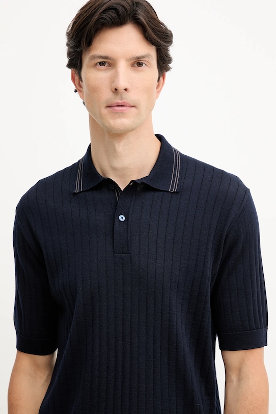 Vlnené polo Paul&Shark Knitwear tmavomodrá 15311114