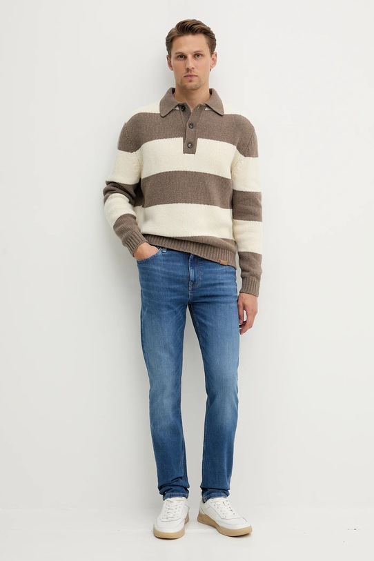 Paul&Shark sweter wełniany Knitwear 15311162 brązowy AW25