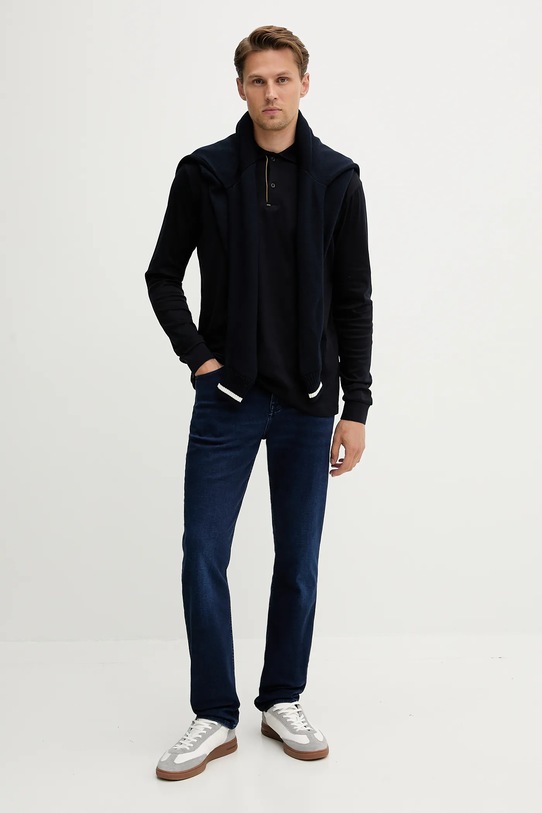 Bombažna majica z dolgimi rokavi Paul&Shark Knitwear 15311727 mornarsko modra AW25