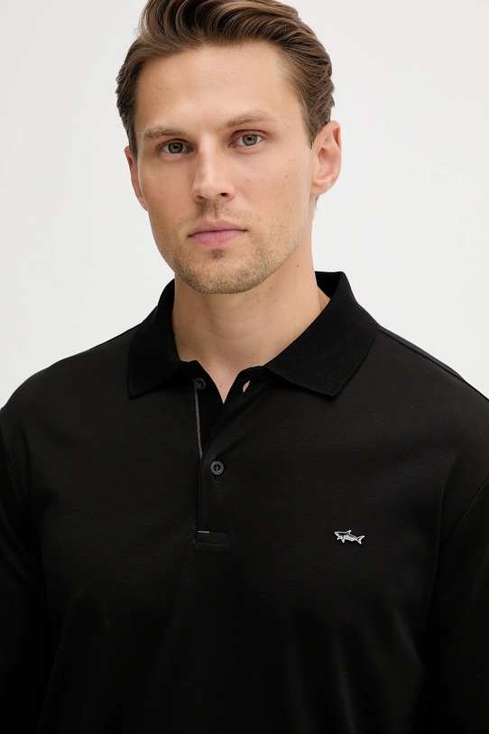 Bombažna majica z dolgimi rokavi Paul&Shark Knitwear črna 15311727