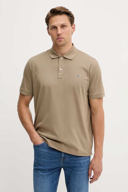 Bavlnené polo tričko Paul&Shark Knitwear jednofarebný béžová 99311001