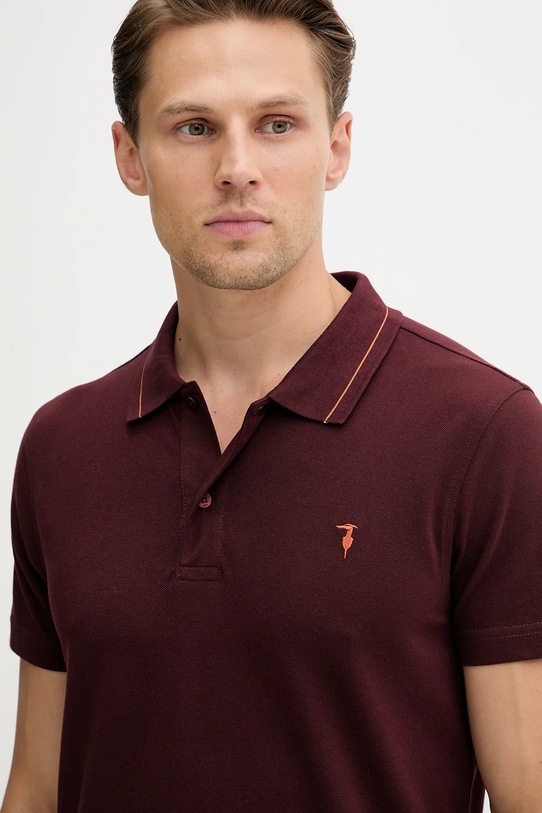 Trussardi polo bawełniane bordowy G5018000026N