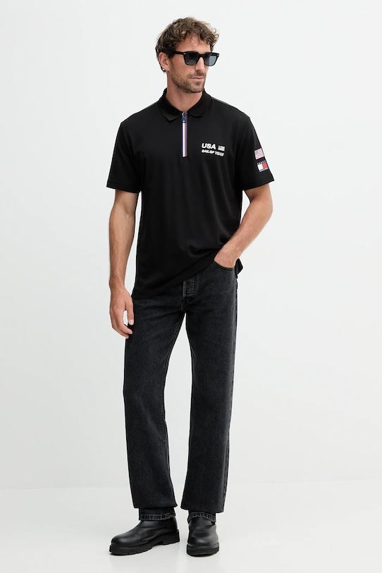 Tommy Hilfiger polo x SAIL GP MW0MW41415 czarny AW25