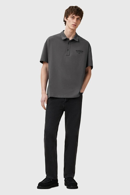 AllSaints polo bawełniane XANDER szary M071PC