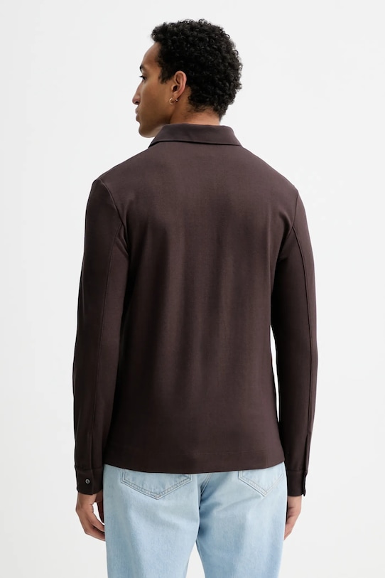 Odzież Calvin Klein longsleeve z domieszką wełny LV04LD214G brązowy