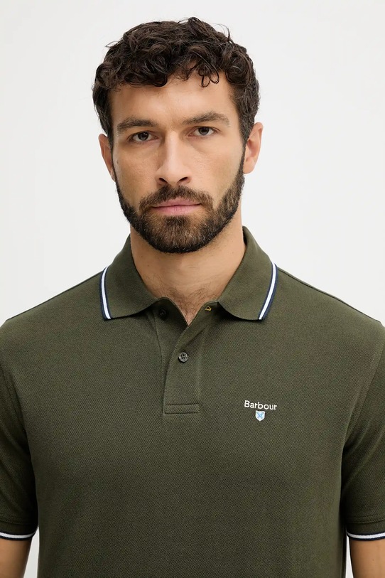 Bombažen polo Barbour zelena MML1499