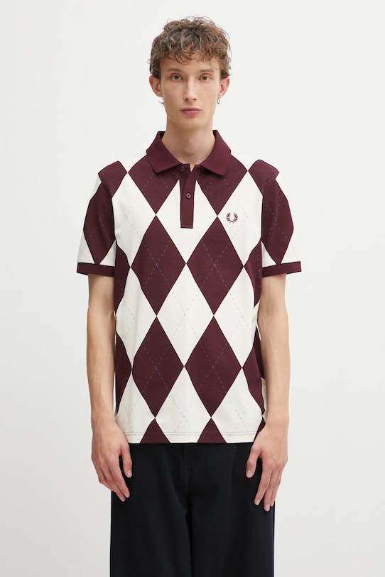 Хлопковое поло Fred Perry узор бежевый M1628