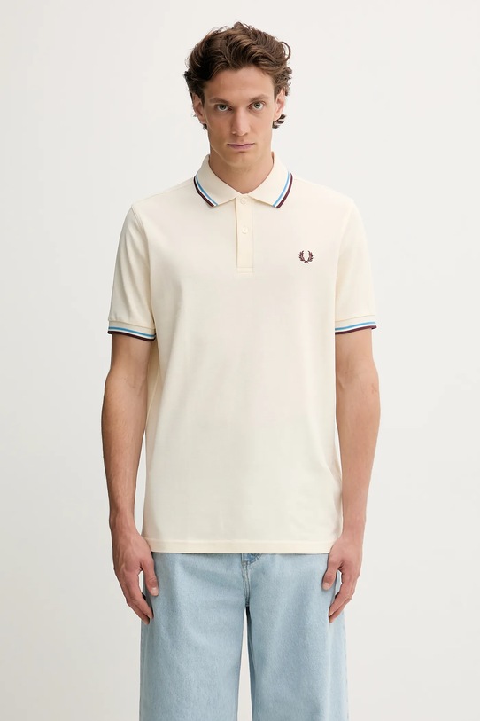 Βαμβακερό μπλουζάκι πόλο Fred Perry κανονικό μπεζ M3600